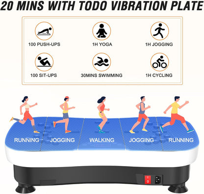 Vibration Plate Exercise Machine Whole Body Vibration Machine with Remote Control for Pain Relief, Lymphatic Drainage, Weight Loss(3 Resistance Loops/Resistance Bands)