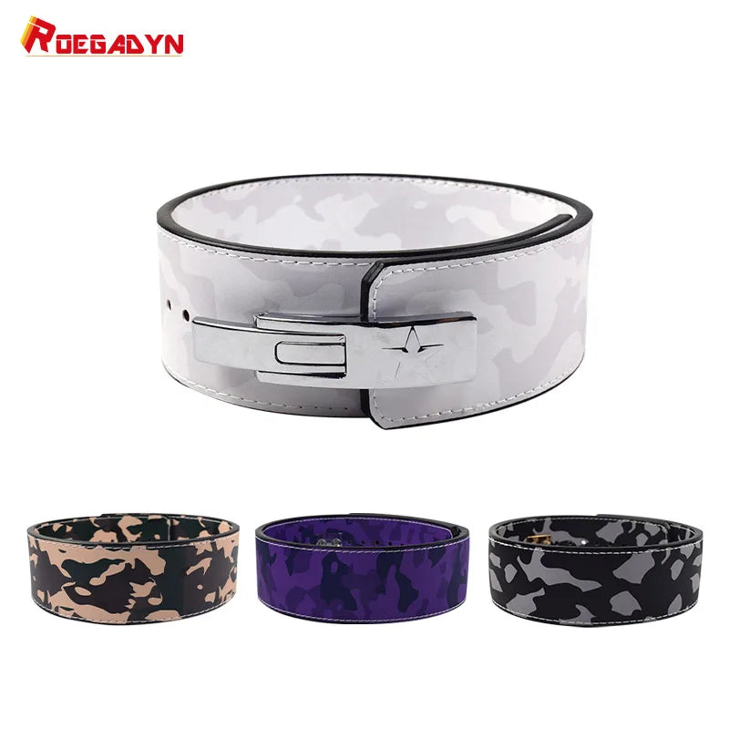 Lever Buckle Weightlifting Belt for Men, Camouflage Barbell, Powerlifting Gym Belt, Back Support, Strength Training, 10Mm